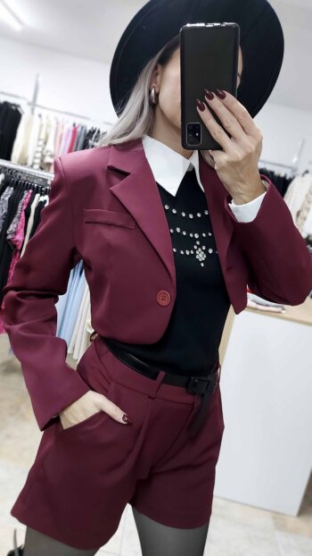 Crop sako Burgundy